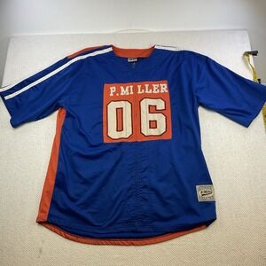 P. Miller Denim Collection Jersey Shirt Full Zip‎ Orange Blue L